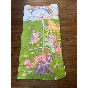 Vintage 1984 My Little Pony Sleeping Bag Ribbon Pole 4 Ponies EUC